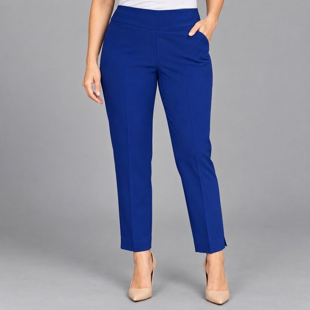 IBKÜL Women Blue Tapered Ankle Golf Dress Pants Stretch Career Activewear Size10